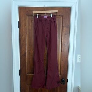Edikted Luna Faux Leather Mid Rise Flared Jeans